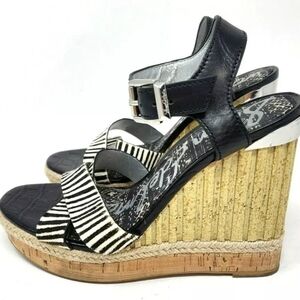 Sam Edelman Real Calf Fur Print zebra platform sandal
